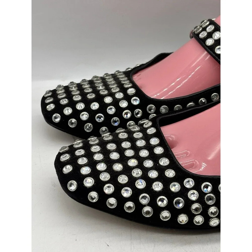 Sam Edelman Michaela Gem Mary Jane Flats Womens Size 8 Black Studded